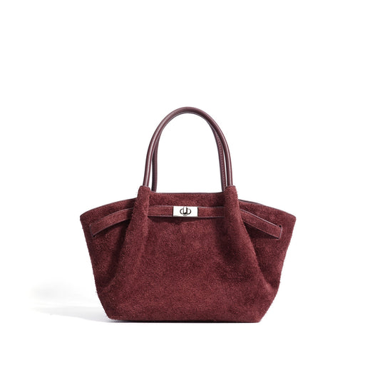 Bordeaux Suede Satchel Handbag
