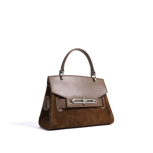 Arianna Suede Panel Satchel Handbag
