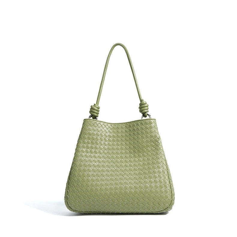 Miuccia Woven Leather Tote Bag