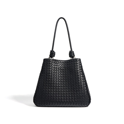 Miuccia Woven Leather Tote Bag