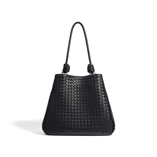 Miuccia Woven Leather Tote Bag