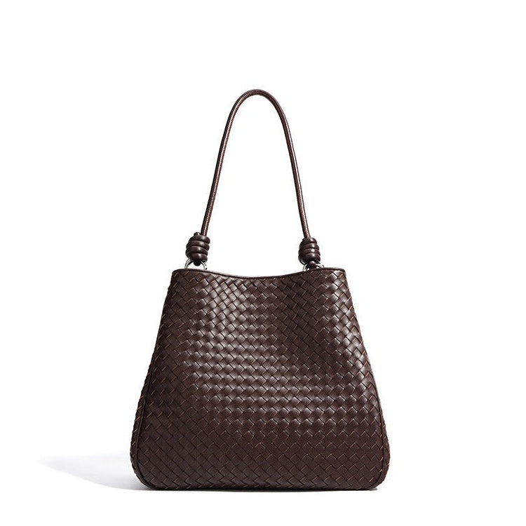 Miuccia Woven Leather Tote Bag