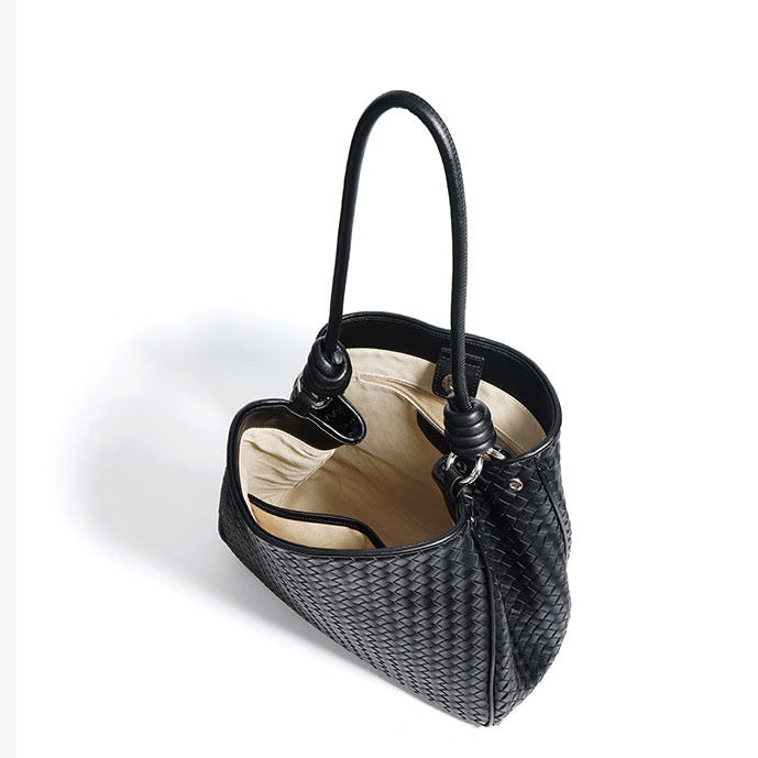 Miuccia Woven Leather Tote Bag