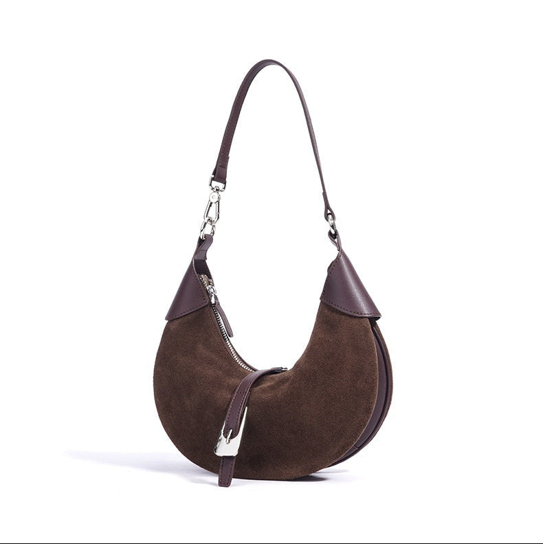Scarlett Suede Crescent Shoulder Bag