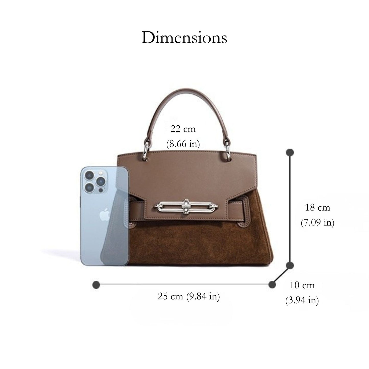Arianna Suede Panel Satchel Handbag