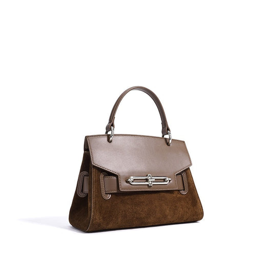 Arianna Suede Panel Satchel Handbag